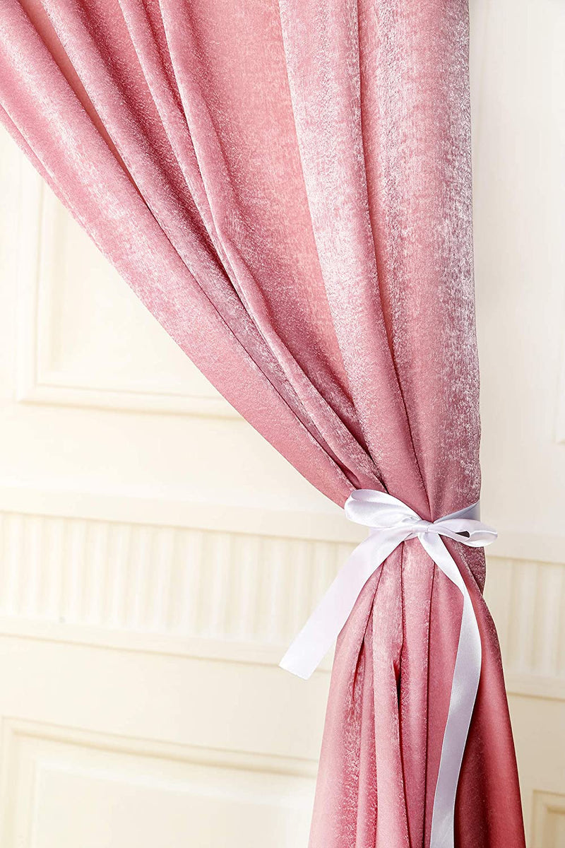 SHERWAY 2 Panels 4.8 Feet X 10 Feet Dusty Rose Thick Satin Backdrop Drapes, Non-Transparent Soft Window Curtains for Wedding Party Ceremony Stage Décor