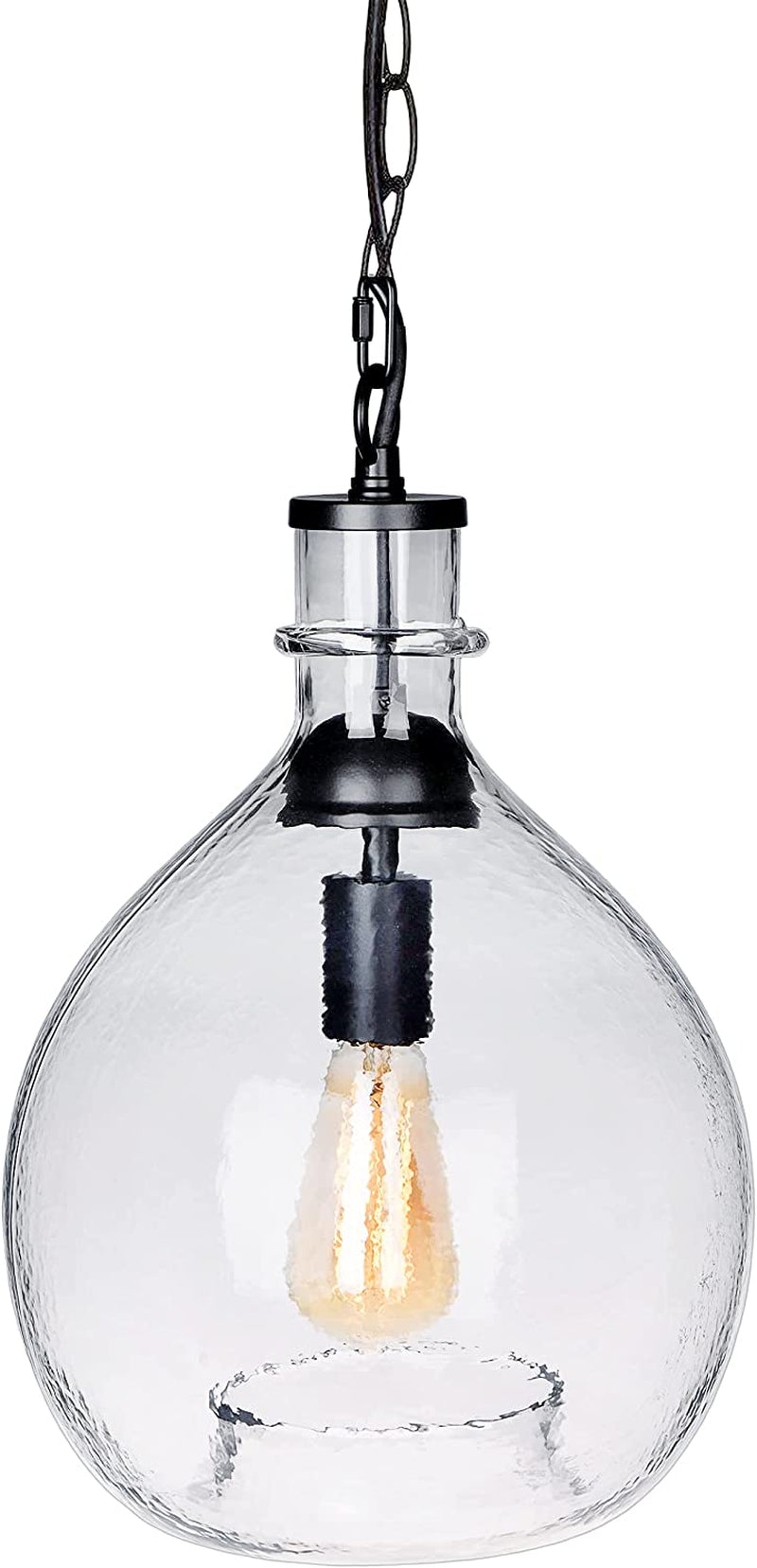 CASAMOTION Pendant Lighting Hand Blown Glass Light Fixtures Kitchen Island Drop Ceiling Hanging Vintage Chandelier Sunroom Farmhouse Dining Table Hallway Large Globe Recycled Clear 13" Inch Diam Home & Garden > Lighting > Lighting Fixtures CASAMOTION Recycle Clear 11 ‘’Diam 