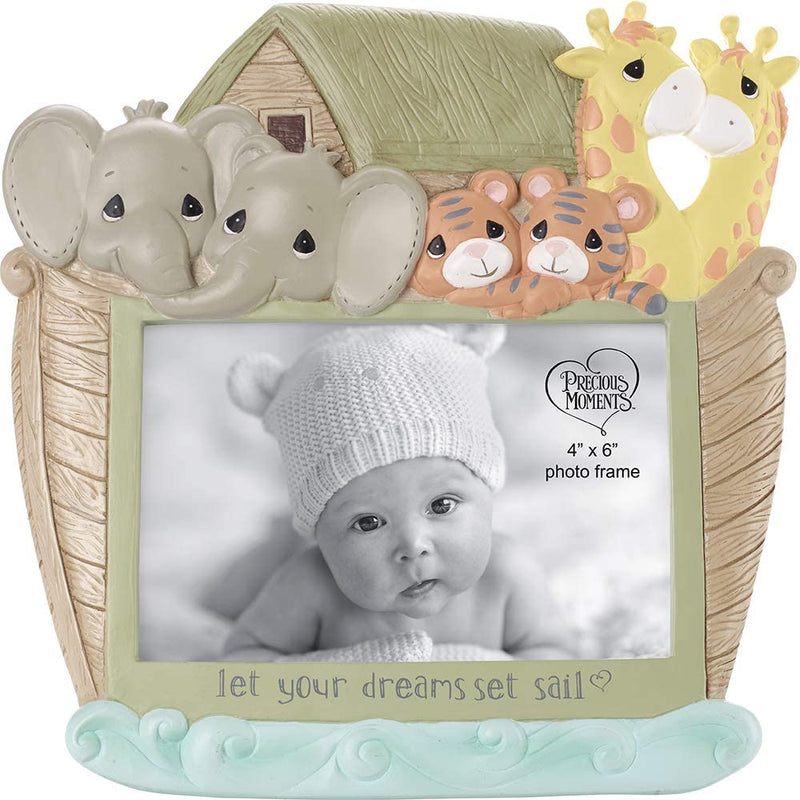 Precious Moments 201442 Let Your Dreams Set Sail Resin/Glass Photo Frame Baby Décor, One Size, Multicolored