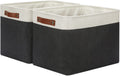 DULLEMELO Storage Bins 16"X12"X12" with Leather Handles for Organizing,Decorative Collapsible Storage Baskets for Shelves Closet Home Office (Black&Grey) Home & Garden > Household Supplies > Storage & Organization DULLEMELO White&Black Large-16"x12"x12" 