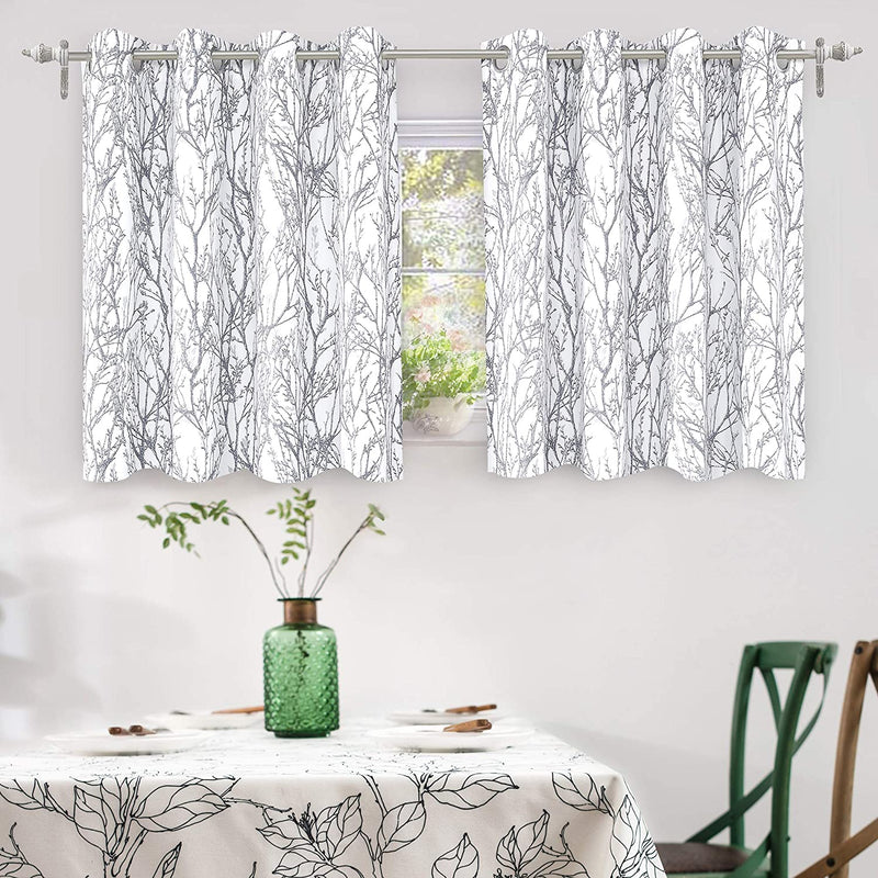Driftaway Tree Branch Botanical Pattern Painting Blackout Room Darkening Thermal Insulated Grommet Lined Window Curtains 2 Panels 2 Layers Each 52 Inch by 84 Inch Gray Home & Garden > Decor > Window Treatments > Curtains & Drapes DriftAway Grey 52"x36" 