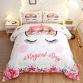 Namoxpa Cute Flower Unicorn Kids Bedding White Pink Golden Ears Unicorn 3 Pieces Bedding Comforter Sets Gifts for Teens and Girls,Twin Size Home & Garden > Linens & Bedding > Bedding Namoxpa 2 Twin 
