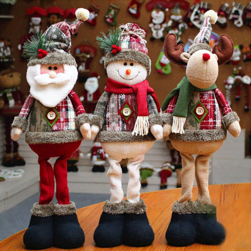Christmas Santa Claus Elk Snowman Plush Dolls Xmas Home Party Decoration  Esho Mixed 3Pcs  