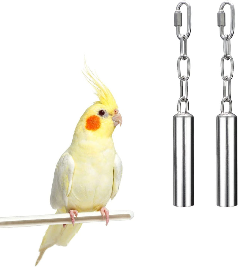 Stainless Steel Bell Toy Bird Cage Hanging Bite Toy for Parrot Parakeet Budgie Cockatiel Conure African Greys (2 PCS-L) Animals & Pet Supplies > Pet Supplies > Bird Supplies > Bird Toys Wontee 2 PCS-S  