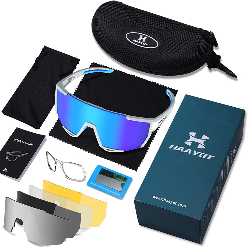 HAAYOT Cycling Glasses Polarized Baseball Sunglasses for Men Women 1 or 5 Lenses Sport Sunglasses for Fishing Driving Running Sporting Goods > Outdoor Recreation > Cycling > Cycling Apparel & Accessories HAAYOT   