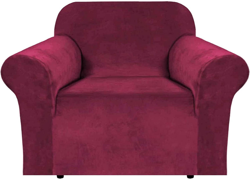 RECYCO Velvet Sofa Covers for 4 Cushion Couch, Furniture Covers for Sofa, Sofa Slipcover 1 Piece for Living Room, Dogs, Navy Home & Garden > Decor > Chair & Sofa Cushions RECYCO Burgundy Chair 