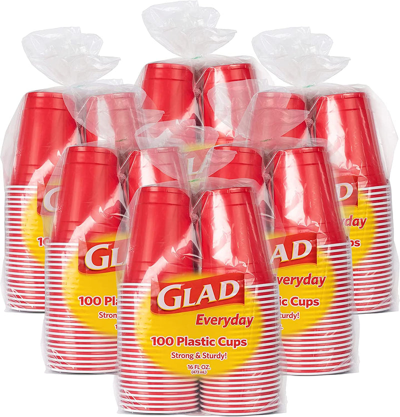 Glad Everyday Disposable Plastic Cups for Everyday Use | Red Plastic Cups Strong and Sturdy Red Plastic Party Cups for All Occasions, 16 Oz Cups (100 Count) Home & Garden > Kitchen & Dining > Tableware > Drinkware GLAD Red 16 oz - 600 Count 