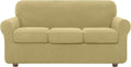 Couch Covers for 3 Cushion Couch Sofa, NORTHERN BROTHERS 4 Pieces Stretch Soft Sofa Couch Slipcovers for 3 Seat Cushion Couch, Washable Pet Sofa Furniture Covers for Living Room (Chocolate) Home & Garden > Decor > Chair & Sofa Cushions NORTHERN BROTHERS Beige  