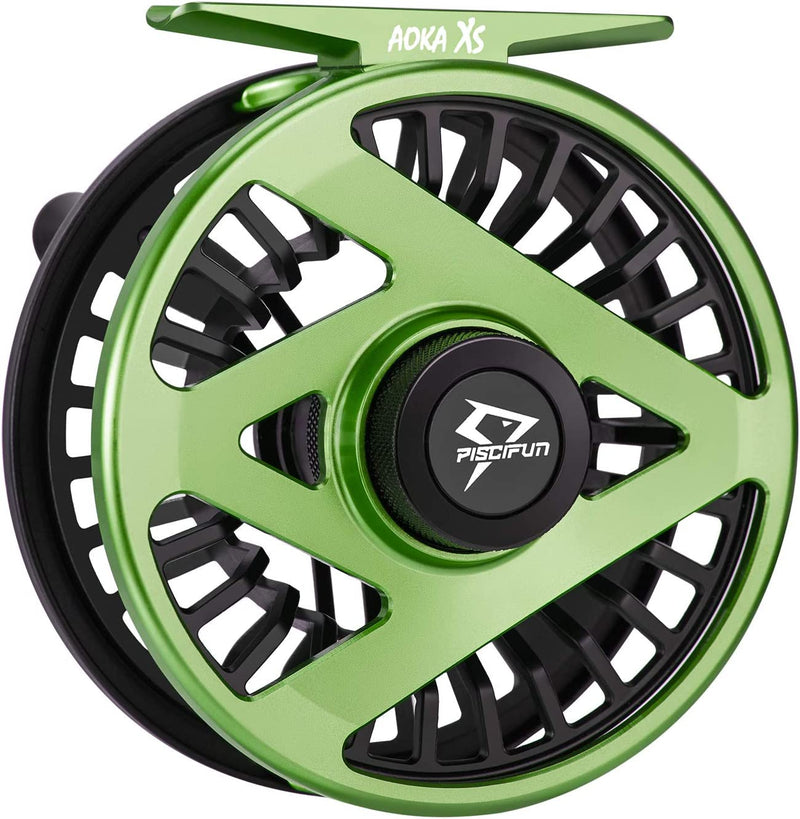 Piscifun Aoka XS Fly Fishing Reel with Sealed Drag, Cnc-Machined Aluminum Alloy Body and Spool Light Weight Design Fly Fishing Reel with Clicker Drag System 3/4,5/6,7/8,9/10 Weight Freshwater Fly Reel Sporting Goods > Outdoor Recreation > Fishing > Fishing Reels Piscifun Black & Fruit Green 5/6 wt 