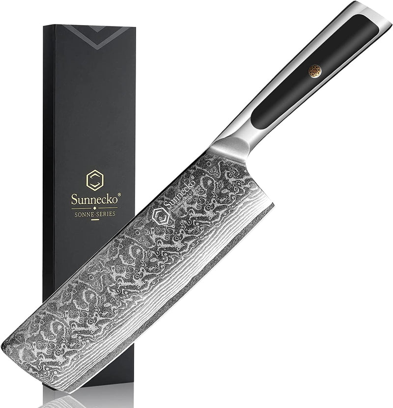 Sunnecko Damascus Kitchen Knife Set,6 PCS Knife Sets for Kitchen with Block,67-Layer Japanese VG10 High Carbon Stainless Steel Blade,Ultra-Sharp,Full Tang Forged,Ergonomic Handle,Shears Included Home & Garden > Kitchen & Dining > Kitchen Tools & Utensils > Kitchen Knives Sunnecko 7 inch Nakiri Knife  