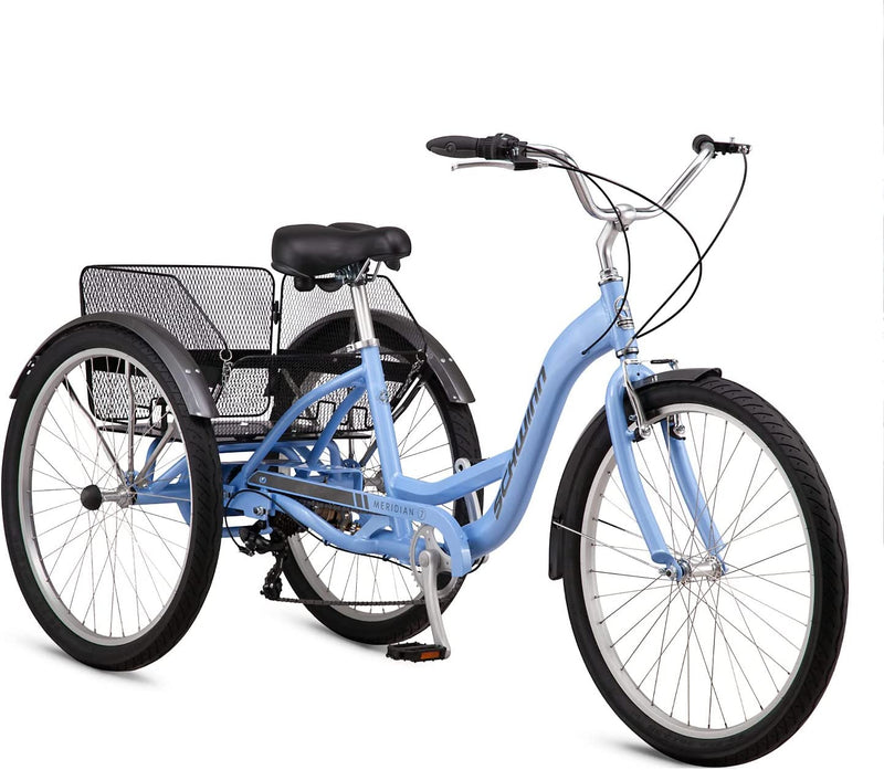 Schwinn Meridian Adult Tricycle Bike, Three Wheel Cruiser, 26-Inch Wheels, Low Step-Through Aluminum Frame, Adjustable Handlebars Sporting Goods > Outdoor Recreation > Cycling > Bicycles Pacific Cycle, Inc. Periwinkle 7-speed 26-Inch Wheels
