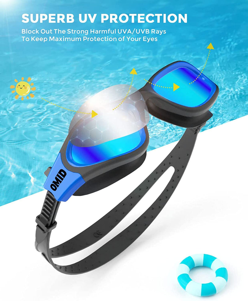 Kids Swim Goggles, OMID Comfortable Polarized Anti-Fog Swimming Goggles Age 6-14