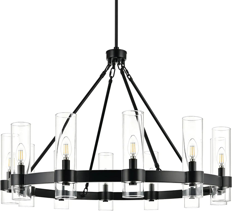 Linea Di Liara Teramo Farmhouse Matte Black Wall Sconce Wall Lighting Modern Bathroom Wall Sconces Wall Lights for Hallway and Bedroom Wall Sconce Lighting Fixture - Frosted Glass Shade Home & Garden > Lighting > Lighting Fixtures > Chandeliers Linea di Liara Black/Clear 36" Chandelier 