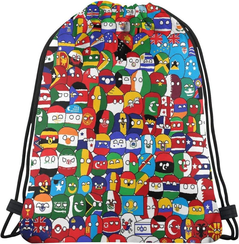 Countryball Drawstring Bag Sports Fitness Bag Travel Bag Gift Bag