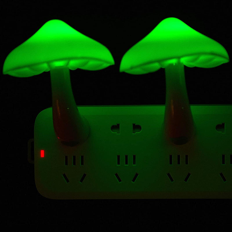 Mudder 2 Pack Sensor LED Mushroom Night Light Plug in Smart Lamp Mini Mushroom Night Lights LED Night Lamp Color Changing for Adults Kids (7-Color Discoloration) Home & Garden > Lighting > Night Lights & Ambient Lighting Mudder Green  
