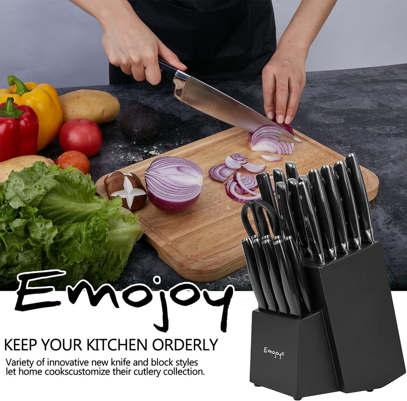 Emojoy 22-Piece Kitchen Knife Set with Block, Include 2-Pair Chef Knives, Carving Fork and Sharpener (Dual-Chef Sets) Home & Garden > Kitchen & Dining > Kitchen Tools & Utensils > Kitchen Knives Emojoy   