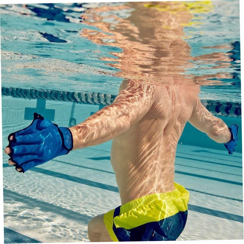 Swimming Hand Paddles Training Swimming Gloves Fingerless Webbed Water Resistance, Fingerless Webbed,Swimming Fingerless Webbed, 1 Pair Swimming Gloves Blue