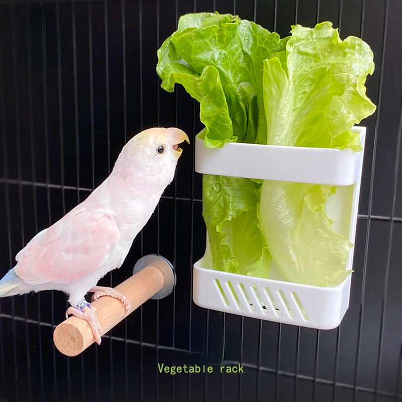 Bird Parrot Feeder with Stand Perch Cage Fruit Vegetable Holder Vegetable Rack Pet Food Hanging Baskets Parrot Fruit Hanging Containers Cage Hanging Basket Container Animals & Pet Supplies > Pet Supplies > Bird Supplies > Bird Cage Accessories > Bird Cage Food & Water Dishes Barn Eleven   