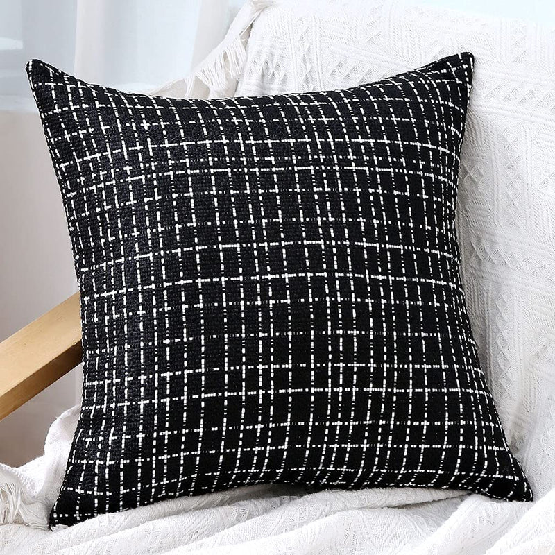 ZUYUSUT Set of 2 Christmas Pillow Covers 18 X 18 Inch Christmas Decorations Tartan Red Yellow Buffalo Plaid Cushion Covers Winter Xmas Holiday Farmhouse Throw Pillowcase for Home Couch Outdoor Home & Garden > Decor > Seasonal & Holiday Decorations ZUYUSUT Black White Woven 1PC 18 x 18 Inch 