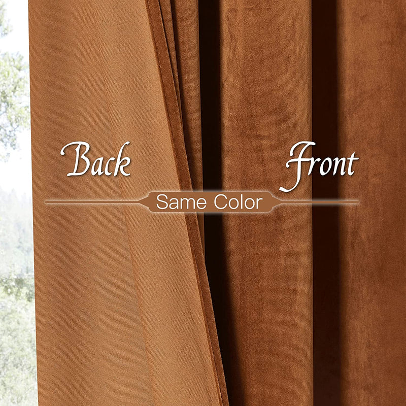 RYB HOME Super Soft Velvet for Living Room, Rustproof Grommet Window Drapes Energy Efficient Curtains for Bedroom Home Office, W52 X L84 Inch, Golden Oak, 2 Panels Home & Garden > Decor > Window Treatments > Curtains & Drapes RYB HOME   