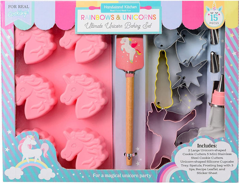 Handstand Kitchen Rainbows and Unicorns 15-Piece Ultimate Baking Party with Recipes Home & Garden > Kitchen & Dining > Cookware & Bakeware Handstand Kids, LLC Unicorn  