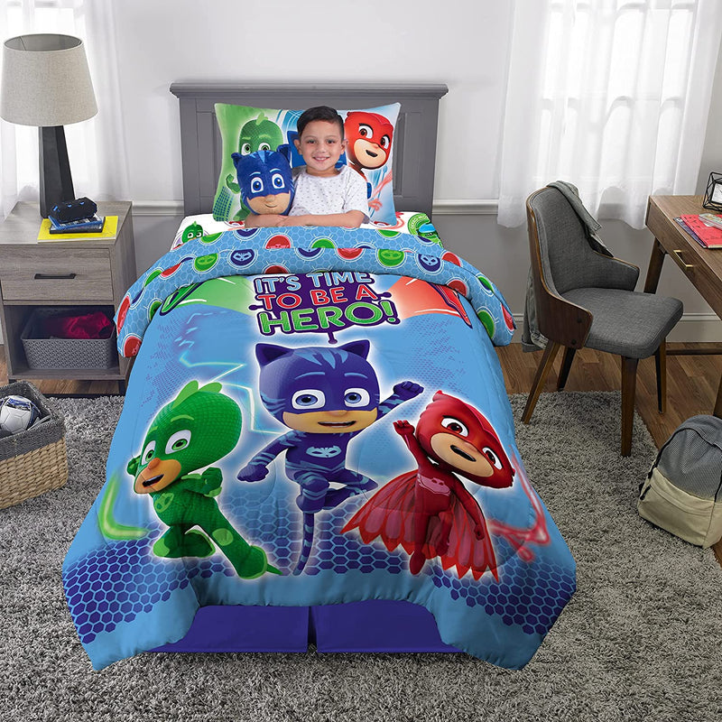 Franco Kids Bedding Comforter with Sheets and Cuddle Pillow Bedroom Set, (5 Piece) Twin Size, PJ Masks Home & Garden > Linens & Bedding > Bedding Franco   