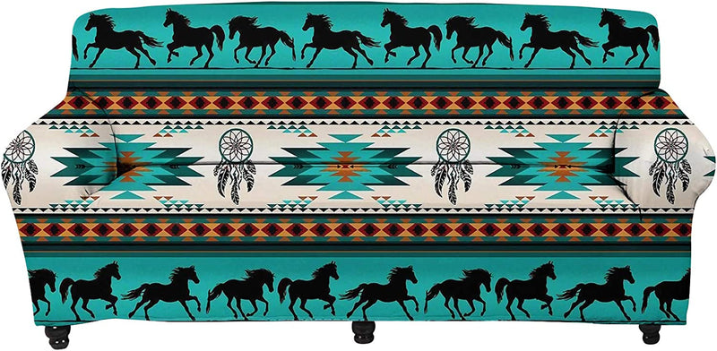 Doginthehole African Ethnic Style Sofa Slipcover Stretch Sofa Slipcover,Non Slip Fabric Couch Covers for Sectional Sofa Cushion Covers Furniture Protector Home & Garden > Decor > Chair & Sofa Cushions doginthehole Tribal Horse Dreamcatcher Turquoise Large 