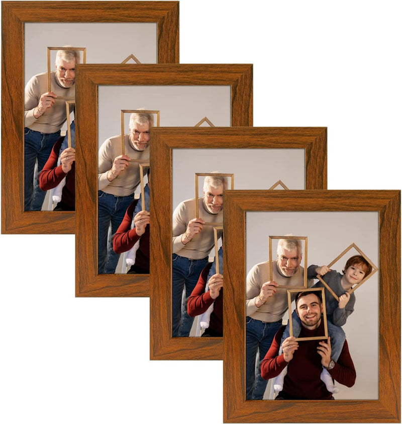 Golden State Art, 8X10 White Picture Frame Made of 100% Solid Pine Wood and Tempered Glass, Display for 8X10 Picture without Mat (Windows 7.5X9.5 Inch)-Table Top or Wall Display, 1 Pack Home & Garden > Decor > Picture Frames Golden State Art Brown 5x7 (4 Pack) 