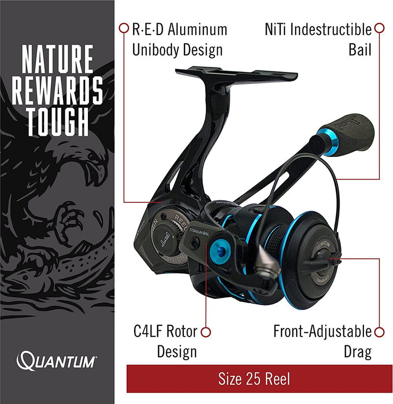 Quantum Smoke Saltwater Spinning Fishing Reel, Changeable Right- or Left-Hand Retrieve, Continuous Anti-Reverse Clutch with Niti Indestructible Bail, SCR Alloy Frame, Black
