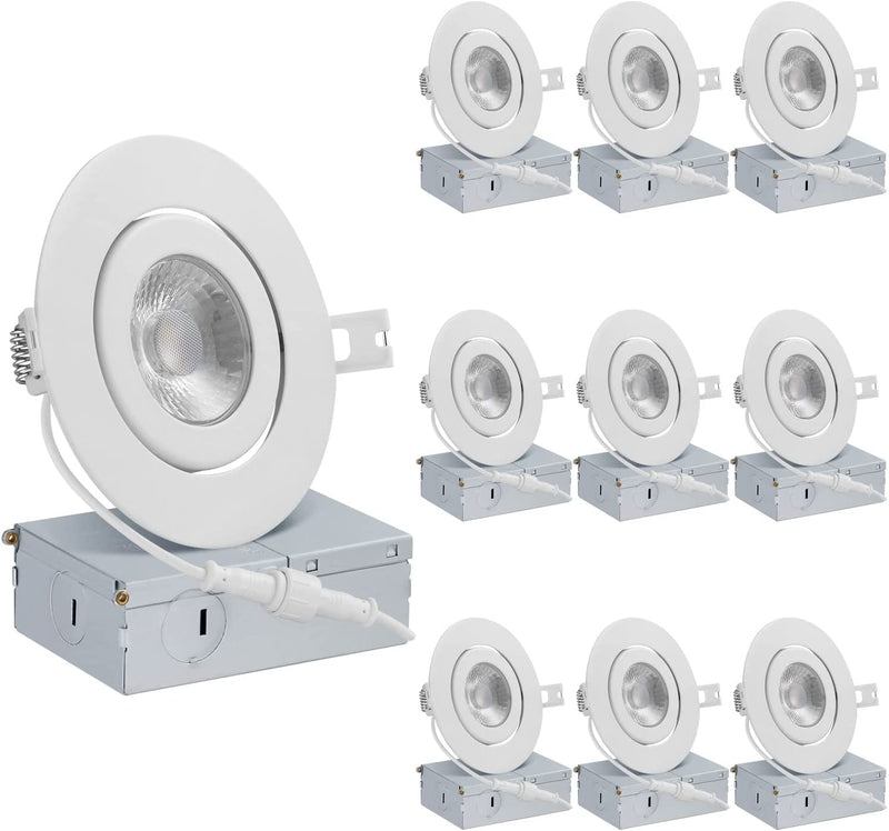 QPLUS 4 Inch Ultra-Thin Adjustable Eyeball Gimbal LED Recessed Lighting with Junction Box/Canless Downlight, 10 Watts, 750Lm, Dimmable, Energy Star and ETL Listed (5000K Day Light, 12 Pack) Home & Garden > Lighting > Flood & Spot Lights QPLUS 4000K Cool White 10 Pack 