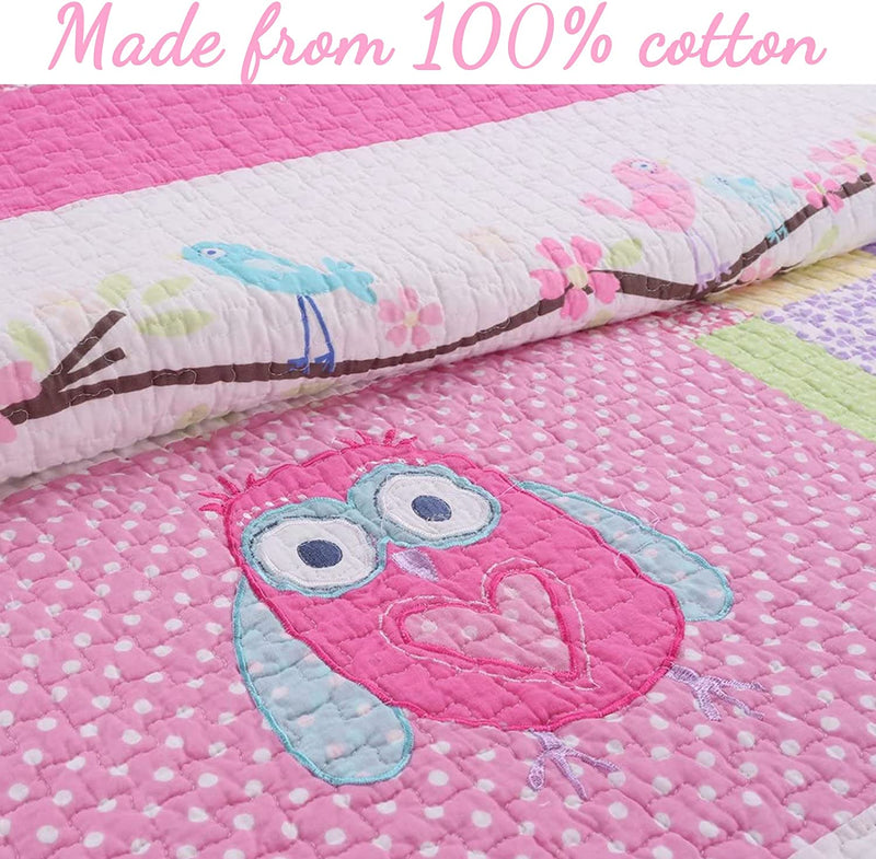 Cozy Line Home Fashions Pink Owl All Season Lightweight 100% Cotton Quilt Bedding Set, Coverlet Bedspread for Kids Toddler Girls (Owl, Twin - 2 Piece) Home & Garden > Linens & Bedding > Bedding Zhejiang Pujiang Vanburst Co. Ltd   