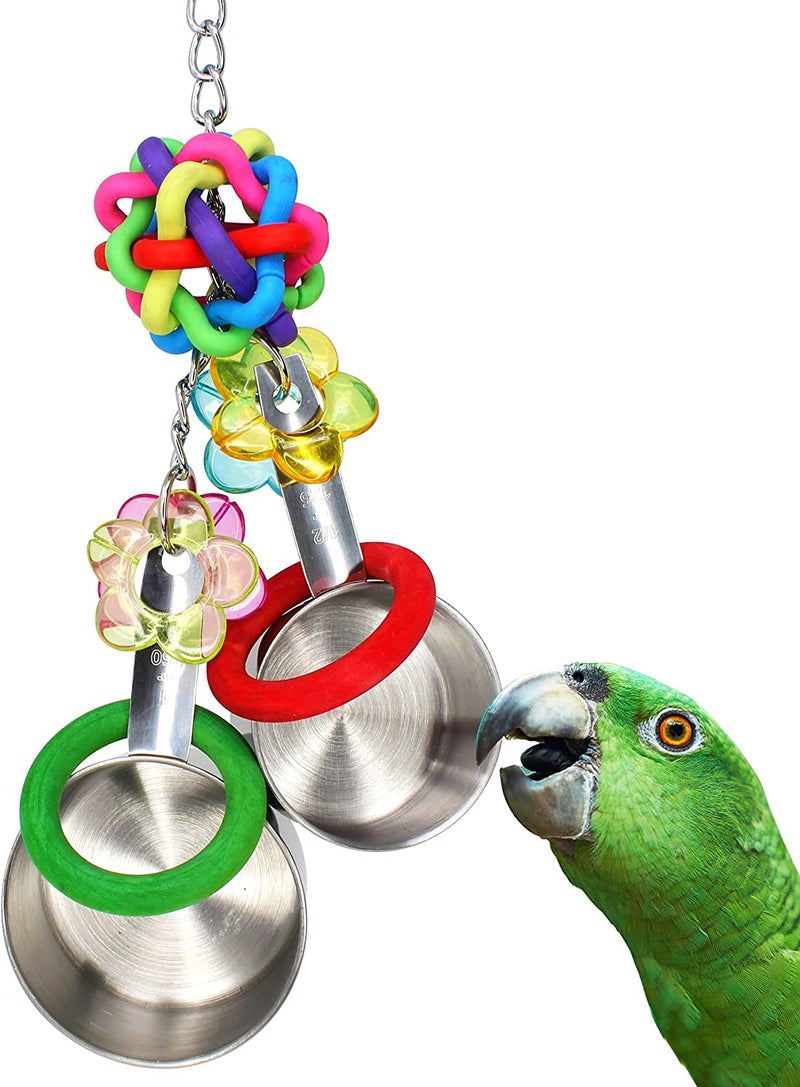 Bonka Bird Toys 1400 Medium Pot Ring Parrot Cage Toy Cages African Grey Conure Macaw Large Parrots Birds Foraging Cockatoo Spoons