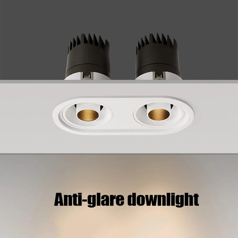YHQSYKS Double Head Downlight Set of 1/2/4/6,12W*2 Baffle Trim Adjustable LED Recessed Downlight Eyeball Retrofit Spotlight 3000K-5000K Selectable Deep Anti-Glare COB Spotlights