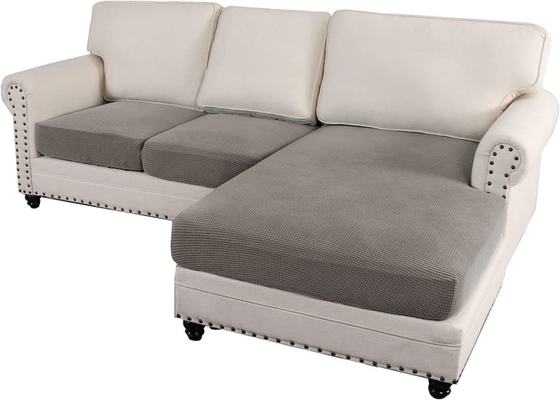 H.VERSAILTEX Sectional Couch Covers 3 Pieces Sofa Seat Cushion Covers L Shape Separate Cushion Couch Chaise Cover Elastic Furniture Protector for Both Left/Right Sectional Couch (3 Seater, Grey) Home & Garden > Decor > Chair & Sofa Cushions H.VERSAILTEX Taupe 3 Seater 