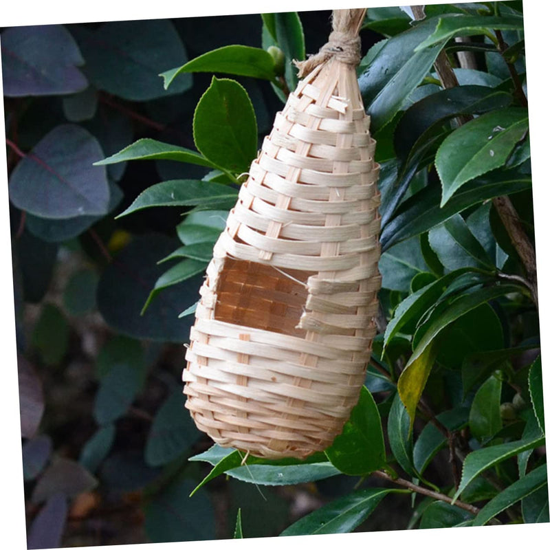 Balacoo 2Pcs Hammock Handwoven Suspending Nest Parrot Bird Humming Accessory Houses House Natural Decorative Hamster Woven Wear-Resistant Hut Bamboo for Toy Seagrass Decor Nests