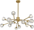 Weesalife Sputnik Chandeliers Mid Century Crystal Pendant Light Chandelier 6 Lights Contemporary Brass Branches Chandeliers Ceiling Light Fixtures for Dining Room Bedroom Living Room Home & Garden > Lighting > Lighting Fixtures > Chandeliers ZYuan Lighting Brass  