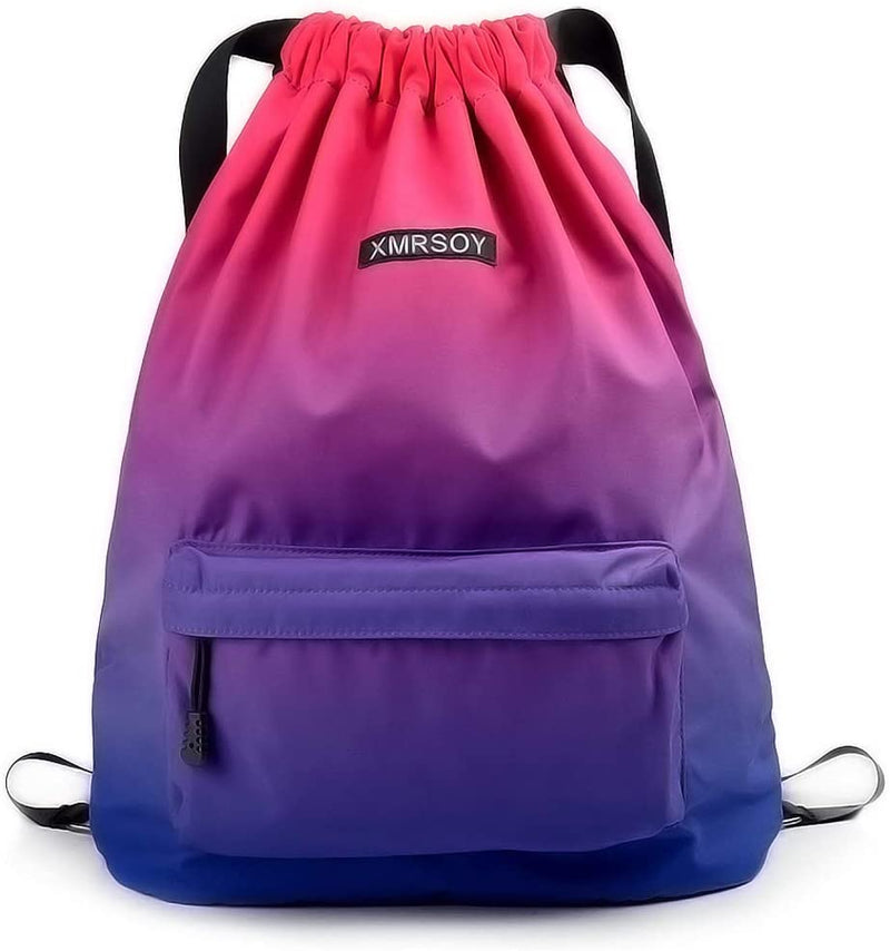 Gym Drawstring Backpack Water Resistant String Bag Nylon Cinch Sport Bag Sackpack Home & Garden > Household Supplies > Storage & Organization XMRSOY 2  