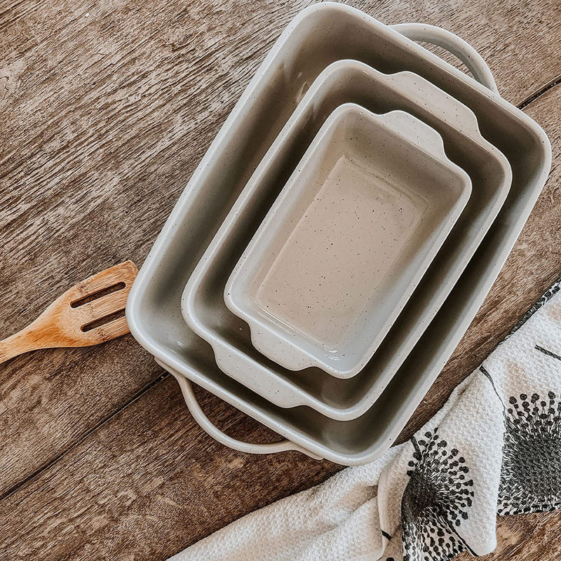 Mora Ceramic Baking Dish with Handles for Casserole, Lasagna, Gratin, Broiling, Roasting, and Baking. Large 9X13 in Pan, Extra Deep - Porcelain Serving Bakeware from Oven to Table. Freezer Safe - Grey Home & Garden > Kitchen & Dining > Cookware & Bakeware Mora Ceramics   