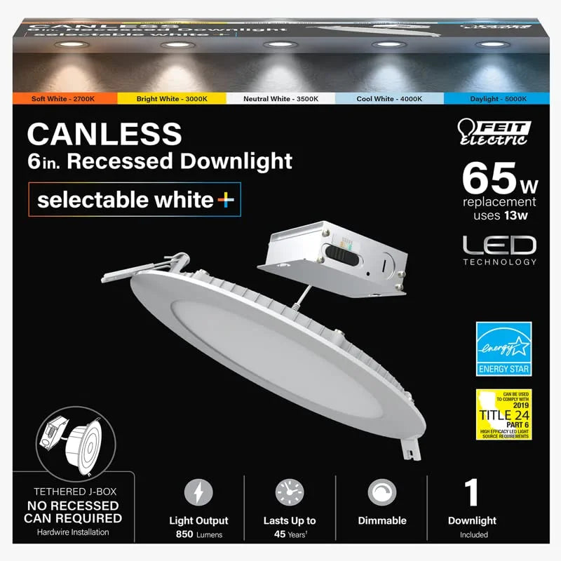 Feit Electric White 6 In. W LED Canless Recessed Downlight 13 W Home & Garden > Lighting > Flood & Spot Lights FEIT ELECTRIC CO   
