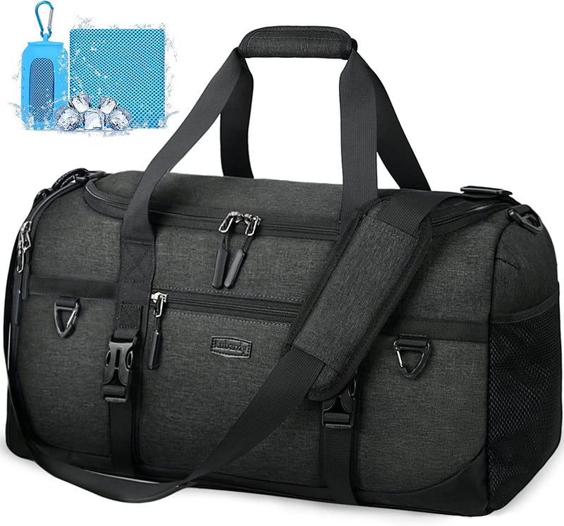 Gym Duffle Bag for Men 40L Waterproof Large Sports Bag with Quick-Drying Towel Travel Duffel Bags with Shoes Compartment and Wet Pocket Weekender Overnight Bag Men Women, Black Home & Garden > Household Supplies > Storage & Organization Lubardy black 40L 