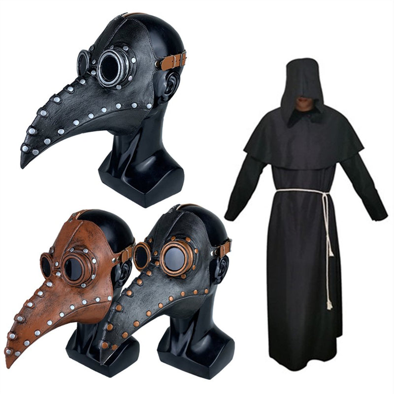 Mask Plague Doctor Bird Mask Long Nose Beak Steampunk Cosplay Party Masquerades（Black with Silver Nail） Apparel & Accessories > Costumes & Accessories > Masks JianGao Brown-2  