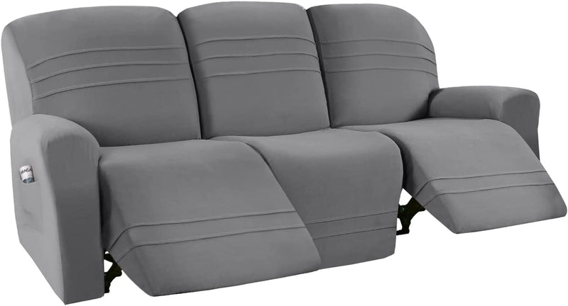 H.VERSAILTEX 2022 New Version 5-Pieces Recliner Sofa Covers Stretch Reclining Couch Covers for 3 Cushion Reclining Sofa Slipcovers Furniture Covers Form Fit Customized Style Thick Soft, Gray Home & Garden > Decor > Chair & Sofa Cushions H.VERSAILTEX Gray  