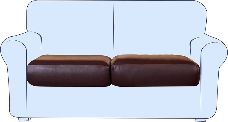 Subrtex Leather Waterproof Cushion Covers Breathable Sofa Seat Slipcpvers for 2-3-4 Seaters Stretch Replacement for Furniture Protector (2 Pack, Taupe) Home & Garden > Decor > Chair & Sofa Cushions SUBRTEX Wine 2 pack 
