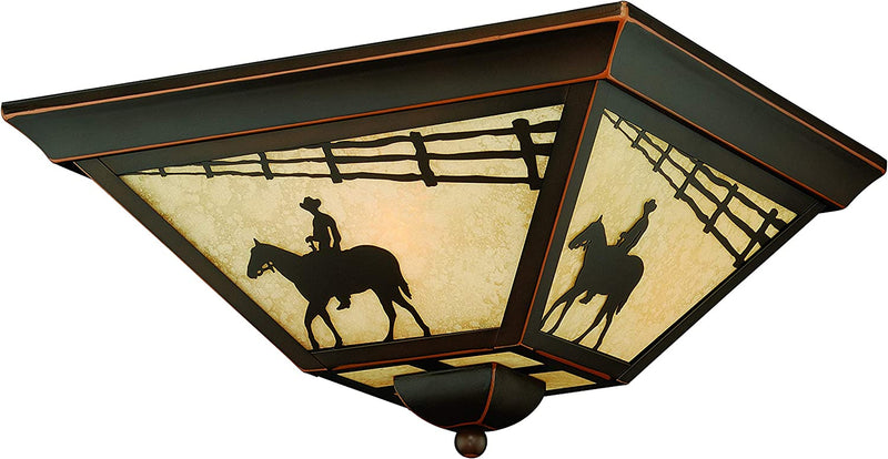 VAXCEL Trail Bronze Rustic Horse Cowboy Square Outdoor Flush Mount Ceiling Light Home & Garden > Lighting > Lighting Fixtures > Chandeliers Vaxcel Horse 14 in 