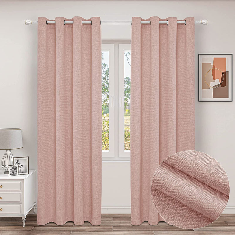 MINGSHIRE Long Curtains Window Blinds with Brushed Zigzag Pattern Bronze Rings Top, Room Darkening / Energy Saving for Guest Room, Light Grey, W52 X H84 Inch, 2 Pcs Home & Garden > Decor > Window Treatments > Curtains & Drapes MINGSHIRE Blush Pink W52 x L95|Pair 