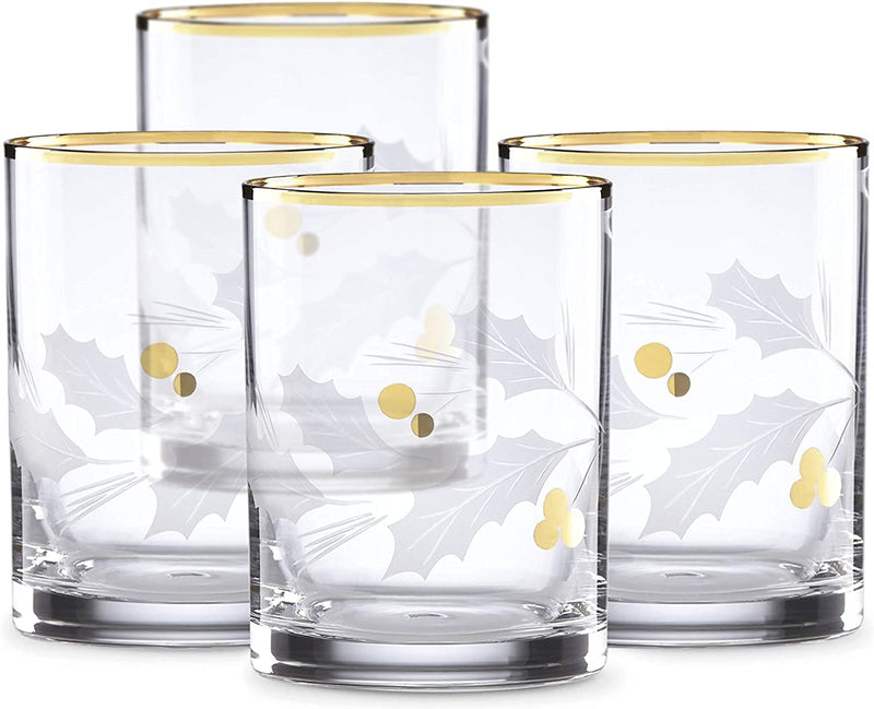 Lenox Holiday Gold Double Old Fashioned 4-Piece Glass Set Clear, 2.50 LB Home & Garden > Kitchen & Dining > Tableware > Drinkware Lenox DOF, Set of 4  