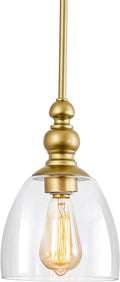 HANASS Farmhouse Glass Pendant Light Fixtures, White Wood Pendant Lighting for Kitchen Island, Length Adjustable, MD89418-YH Home & Garden > Lighting > Lighting Fixtures HANASS Gold  