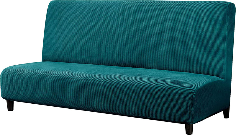 Subrtex Stretch Armless Sofa Slipcover Foldable Futon Cover Sofa Bed Washable Removable Furniture Protector (Celadon) Home & Garden > Decor > Chair & Sofa Cushions SUBRTEX Teal  