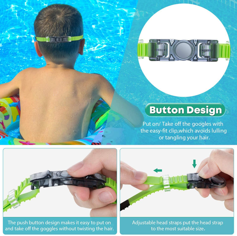 Portzon Wide View Swim Goggles, Unisex-Child anti Fog Clear No Leaking Swimming Goggles