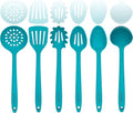 Culinary Couture Aqua Sky Silicone Cooking Utensils Set - Sturdy Steel Inner Core - Spatula, Mixing & Slotted Spoon, Ladle, Pasta Server, Drainer - Heat Resistant Kitchen Tools - Bonus Recipe Ebook Home & Garden > Kitchen & Dining > Kitchen Tools & Utensils Culinary Couture Aqua Sky  